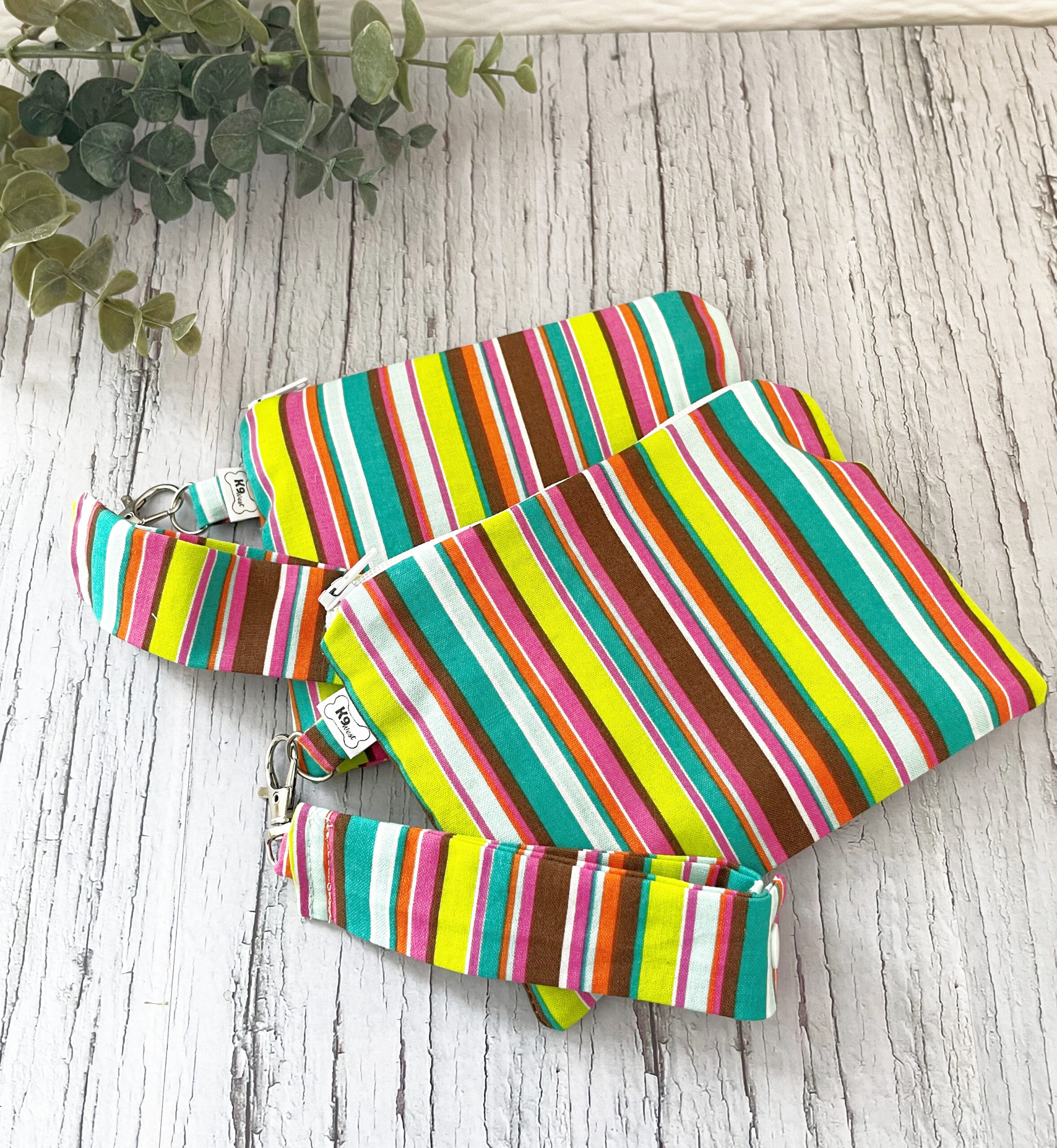 Retro Stripe Dog Treat Bag with Strap
