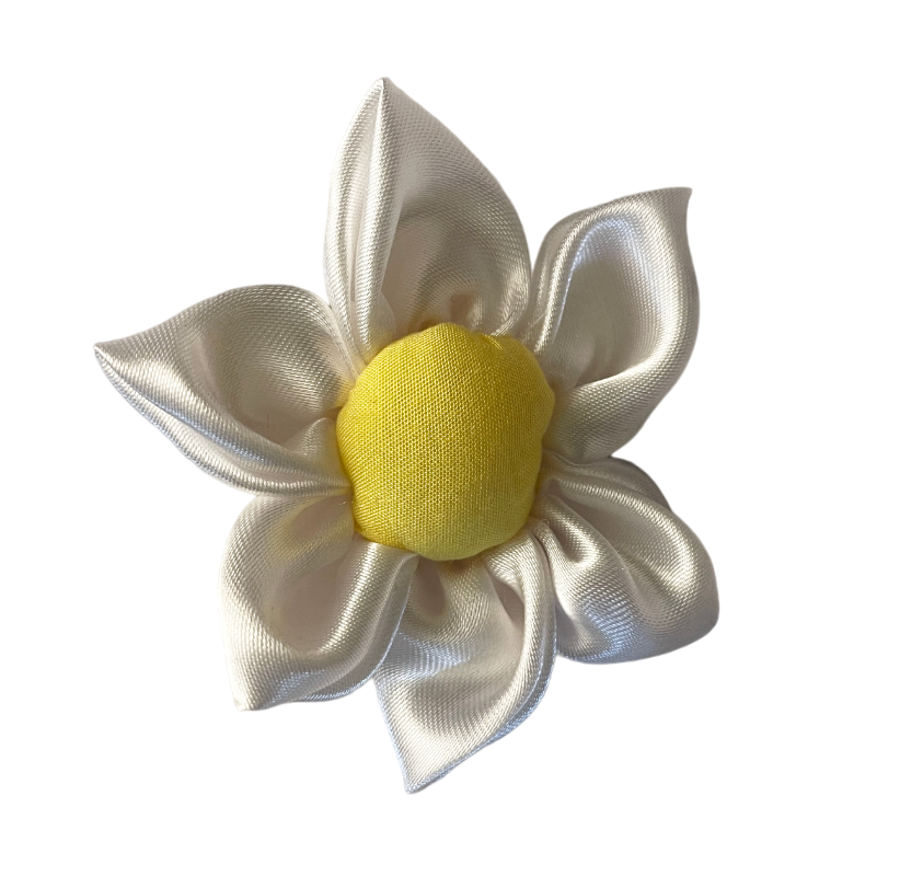 White Satin Flower Collar Accessory - Image 2