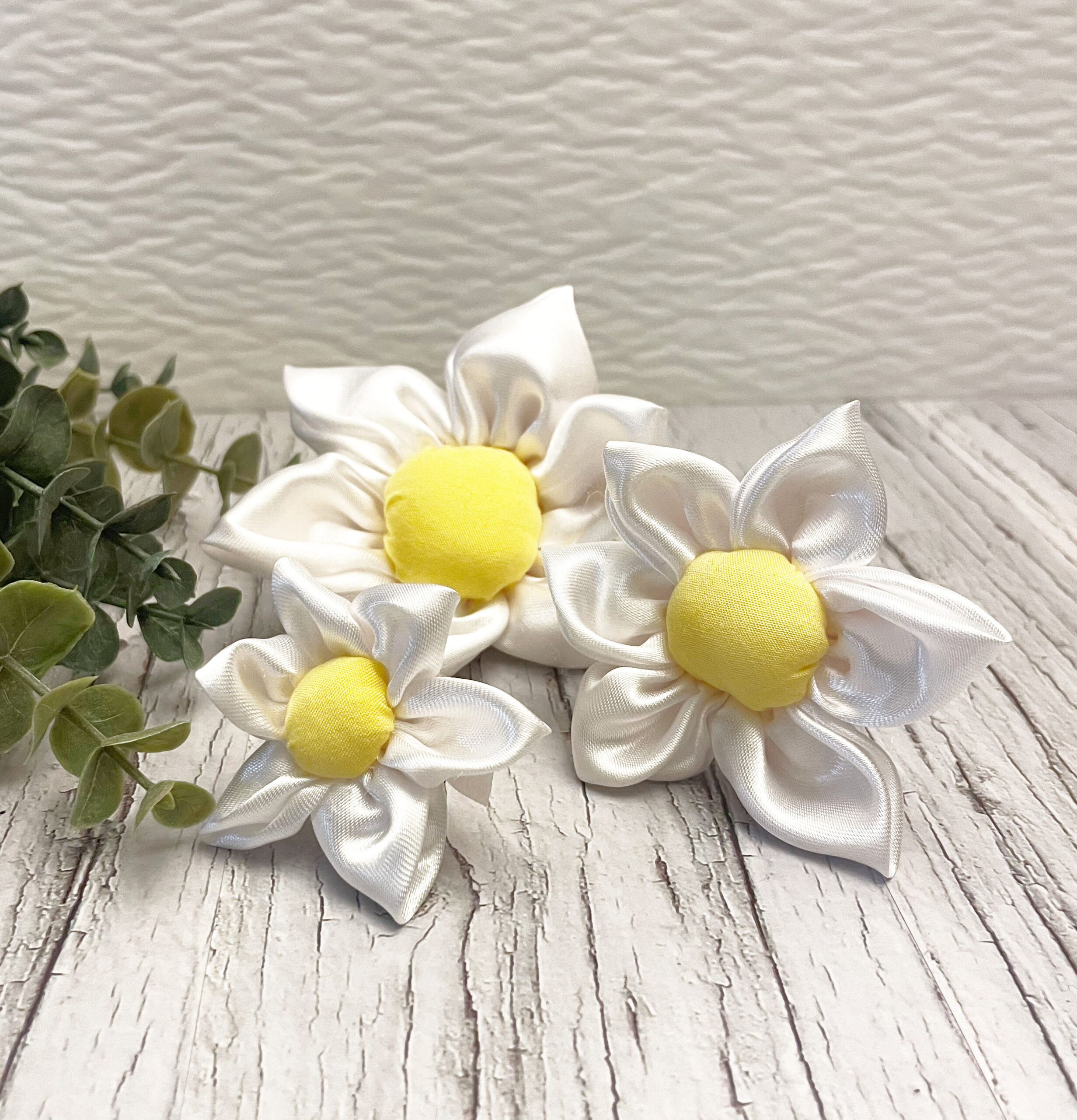 White Satin Flower Collar Accessory